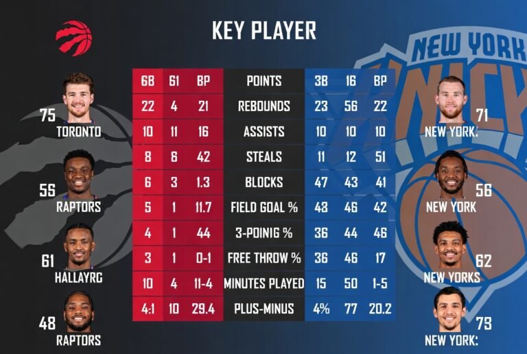 Toronto Raptors vs Knicks Match Player Stats